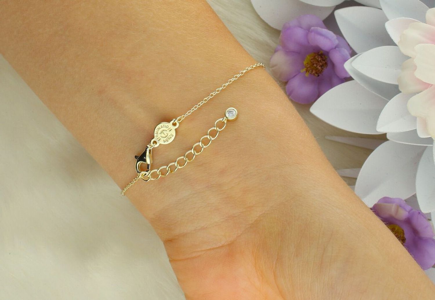 Bransoletka Nomination Italy Petit Sparkle 242300 003 – srebrna pozłacana z koniczynką, cyrkonie.jpg